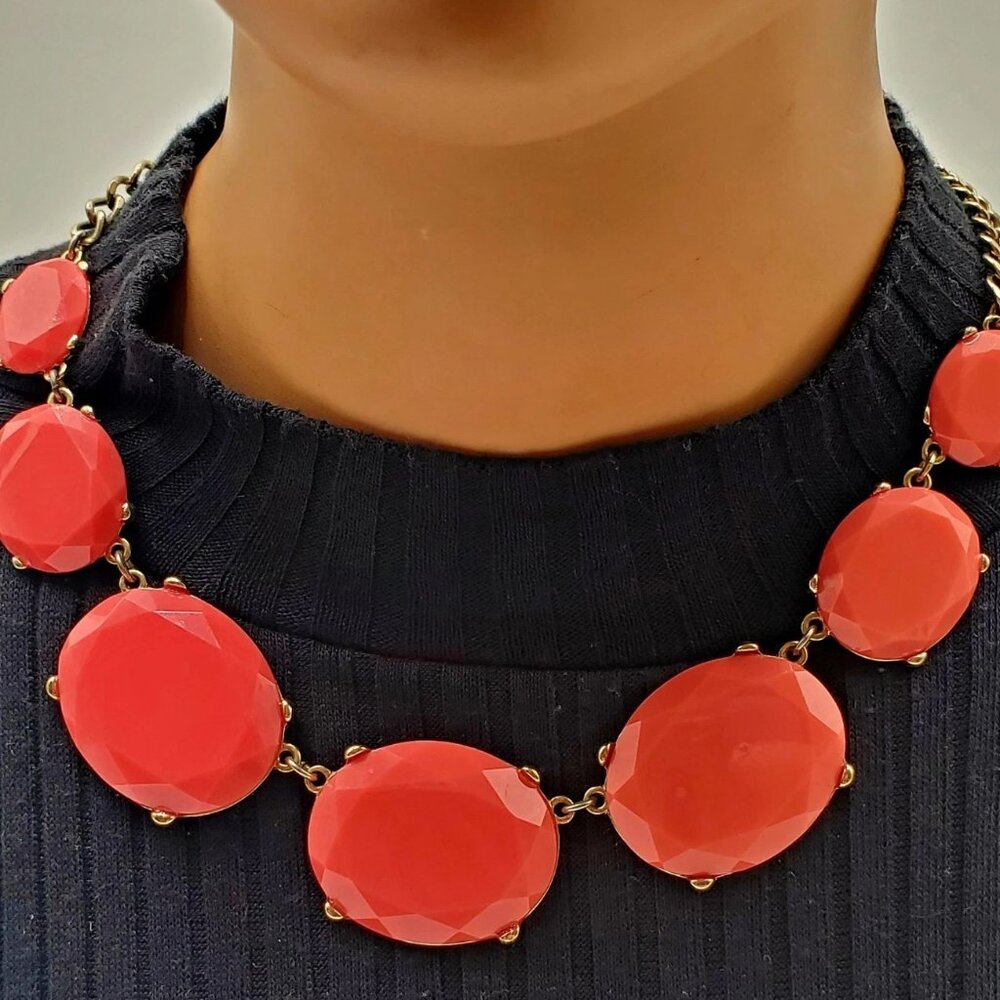 Pink Gold Tone Chain Statement Necklace